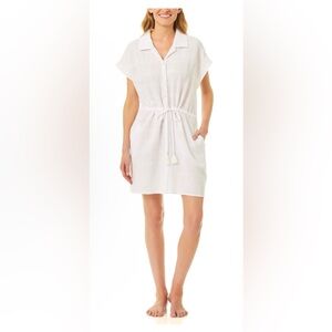NWT Anne Cole Shirt Dress Cover Up - White - Size XL/XXL - NEW